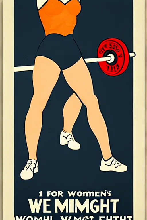 Image similar to 1940s womens weightlifting art poster