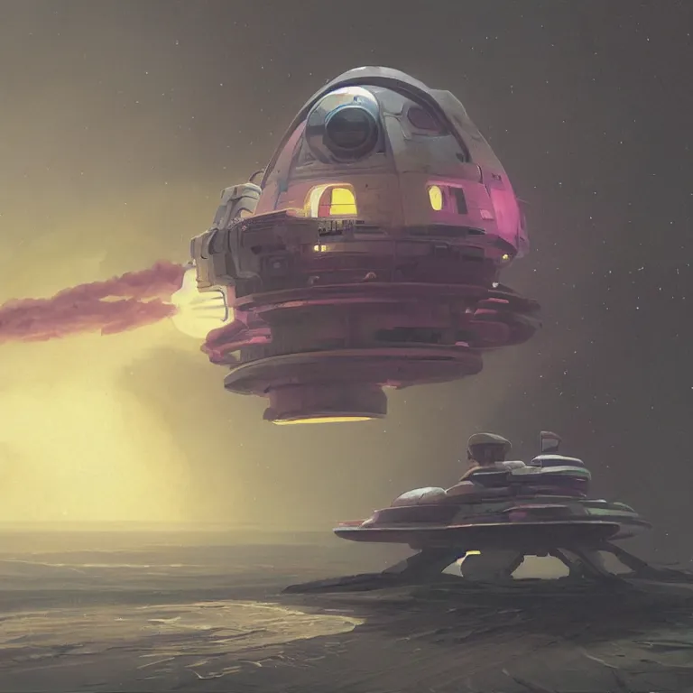 Image similar to robotic hermit crab space ship, concept art, by John Harris, by Simon Stålenhag