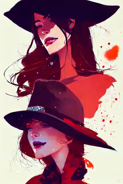 Prompt: a ultradetailed beautiful painting of a stylish woman wearing a cowboy hat and smirking by conrad roset, greg rutkowski and makoto shinkai trending on artstation