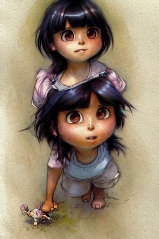 Prompt: ( ( ( ( ( real girl dora the explorer. muted colors. ) ) ) ) ) by jean - baptiste monge!!!!!!!!!!!!!!!!!!!!!!!!!!!