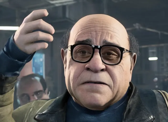 Image similar to video game still of danny devito in the video detroit become human,