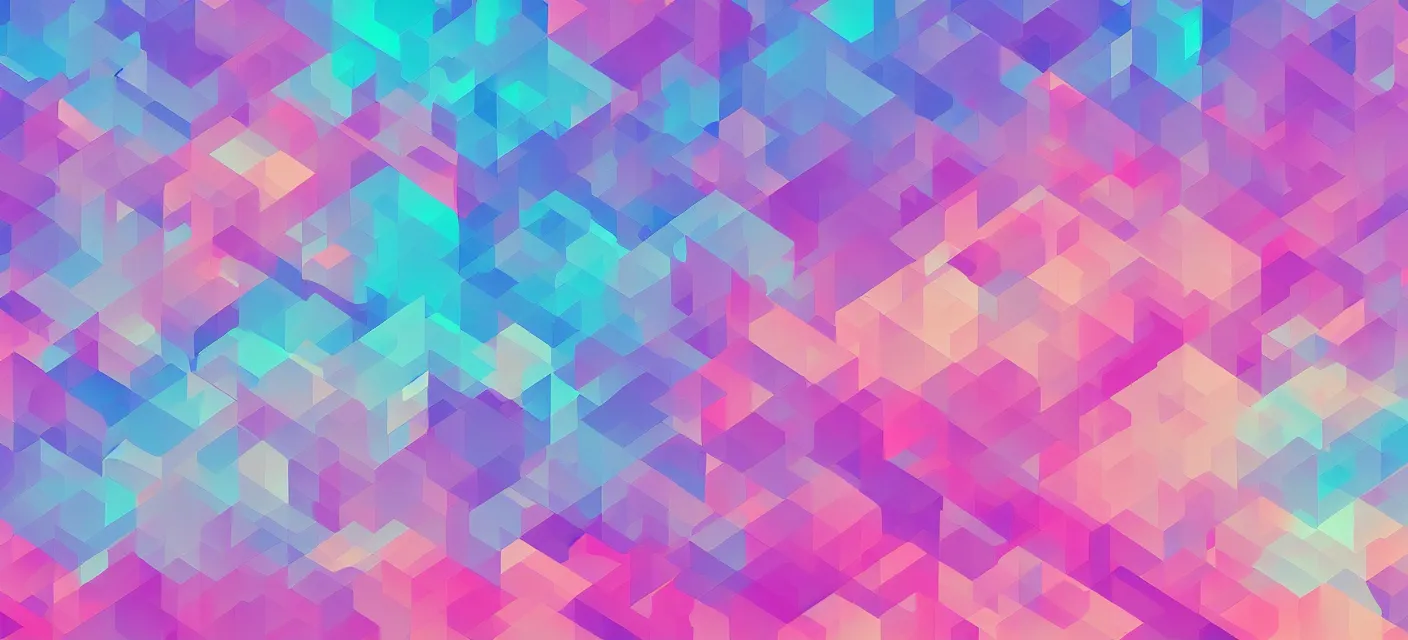 Image similar to large low poly vaporwave pastel colors desktop wallpaper