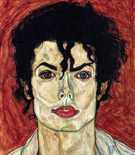Image similar to portrait of michael jackson by egon schiele, intense desire, high quality, high detail