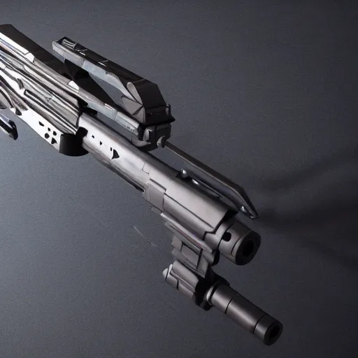 Image similar to futuristic sci fi rifle, Artstation, Artstation Trending, Pinterest, cgsociety, Deviant Art, concept art, high quality, hyper realistic, hard surface, ultra detailed, very coherent, unreal engine, 8k, high resolution, octane render,