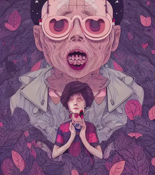 Prompt: portrait, nightmare anomalies, leaves with a car by miyazaki, violet and pink and white palette, illustration, kenneth blom, mental alchemy, james jean, pablo amaringo, naudline pierre, contemporary art, hyper detailed