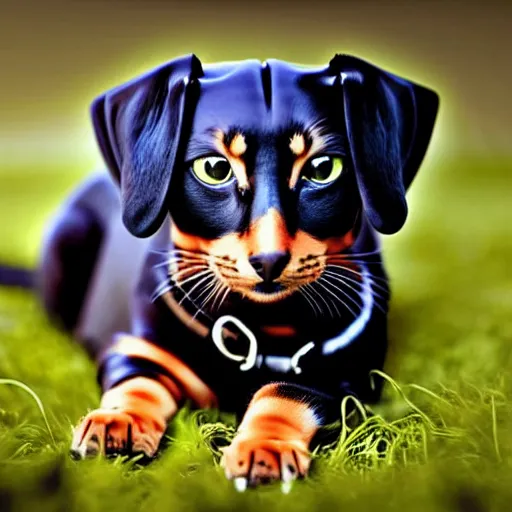 Image similar to a feline dachshund - cat - hybrid, animal photography