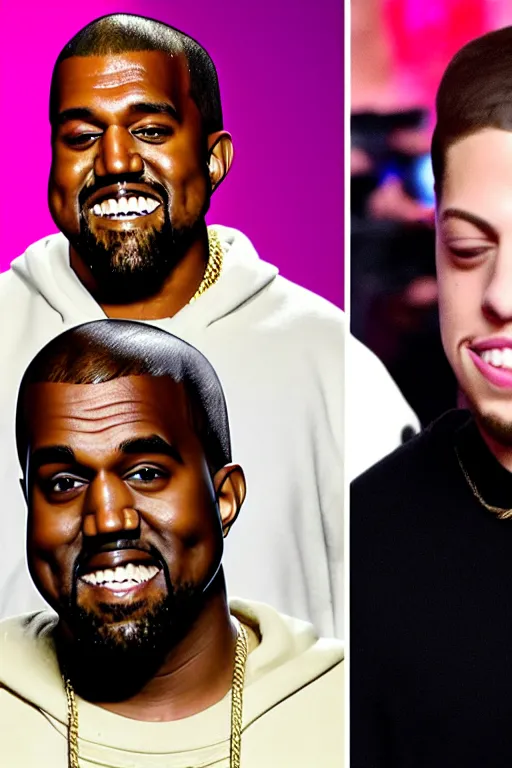 Prompt: kanye west and pete davidson celebrity death match