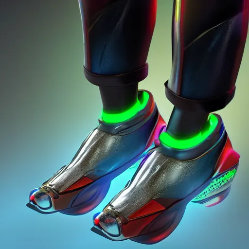 Image similar to futuristic cyber balenciaga sneakers, robot anatomy, highly detailed, 8 k, pbr, surreal, colorful, direct lighting, hyper realistic,