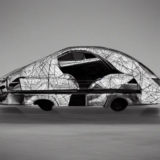 Prompt: car Ash Thorp khyzyl saleem car : medium size : in oil liquid, organic architecture medium sizeforms : 7, u, x, y, o medium size forms: Kazimir Malevich forms : brutalist medium size forms