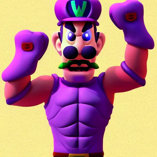 Prompt: very muscular Waluigi trending on artstation