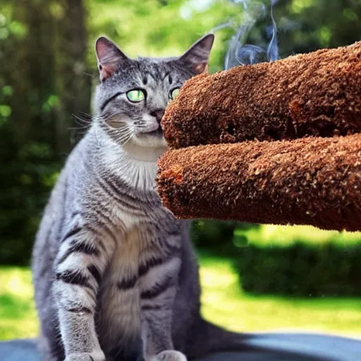 Prompt: cat smokes a giant blunt.