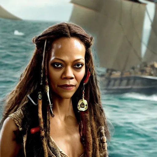 Image similar to Zoe Saldana as a pirate in pirates of the caribbean