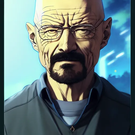 Prompt: anime portrait of walter white as an anime antagonist by Stanley Artgerm Lau, WLOP, Rossdraws, James Jean, Andrei Riabovitchev, Marc Simonetti, and Sakimichan, trending on artstation