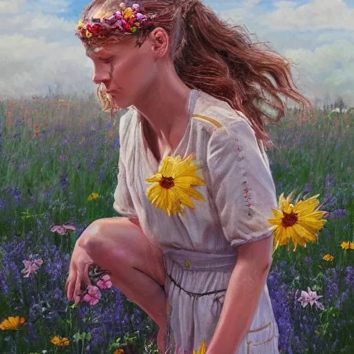 Image similar to midsommar 4, oil painting, ultradetailed, artstation, ultradetailed, digital painting, ultradetailed