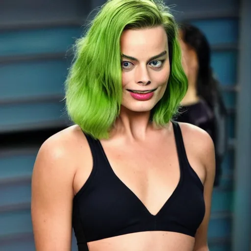 Image similar to margot robbie as she hulk