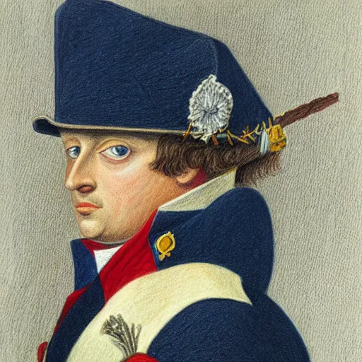 Image similar to Colored pencil art on paper of napoleon.