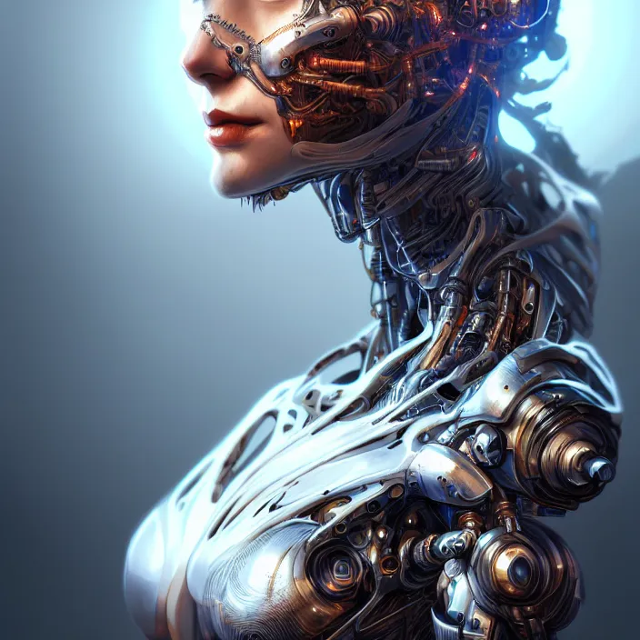 Image similar to organic cyborg, diffuse lighting, fantasy, intricate, elegant, highly detailed, lifelike, photorealistic, digital painting, artstation, illustration, concept art, smooth, sharp focus