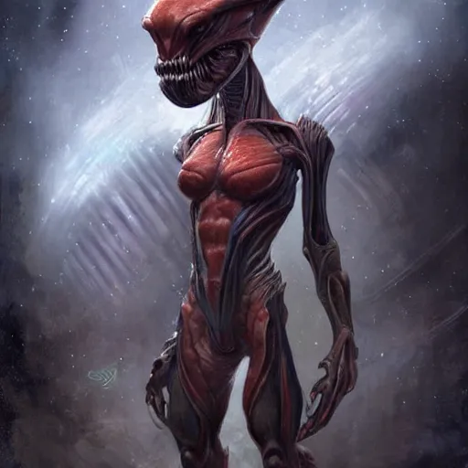 Image similar to generic alien being by raymond swanland, highly detailed