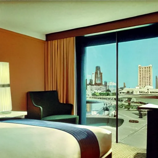 Prompt: a hotel room from the future where the bed is a tank, 45mm 1967