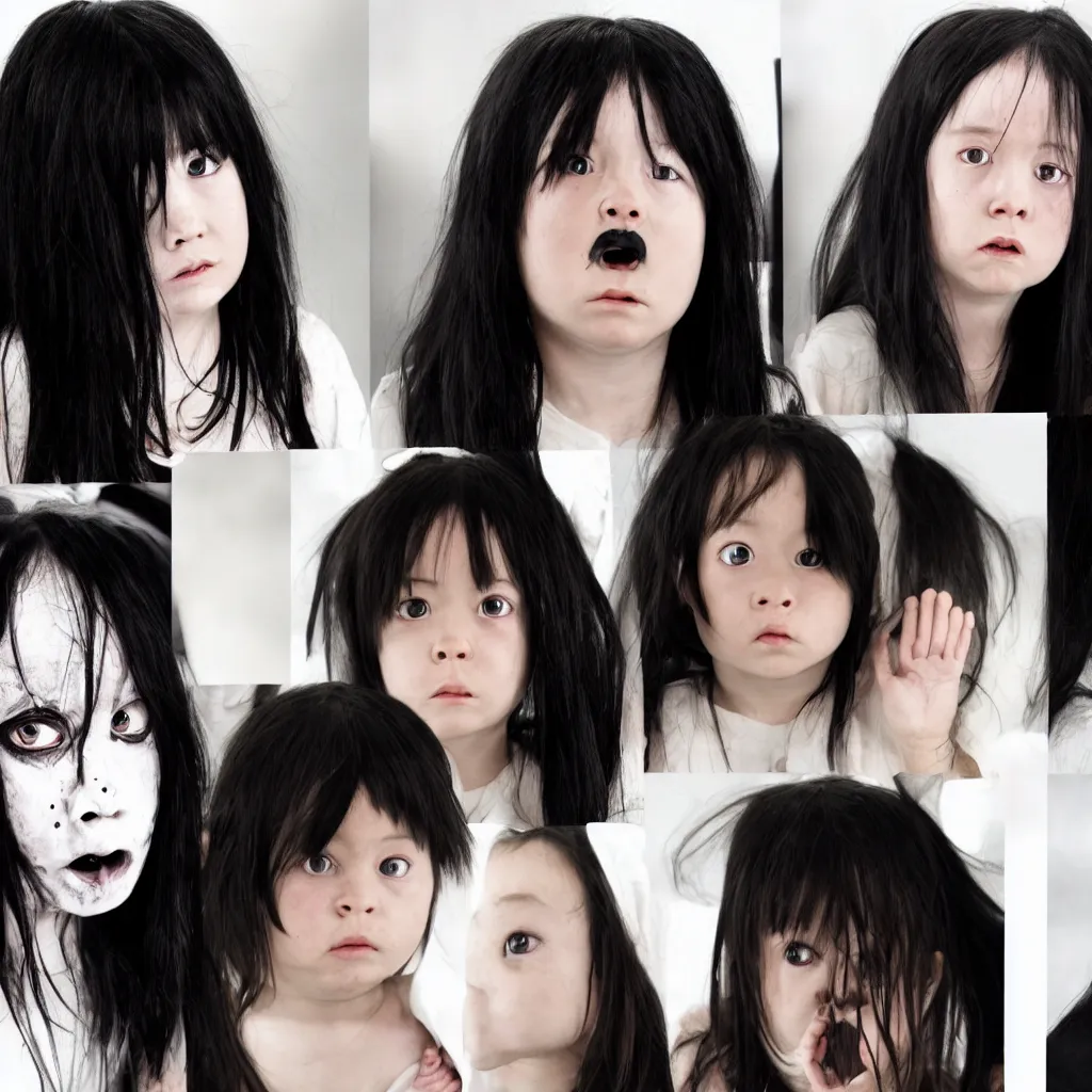 Image similar to the grudge, pale ghost, black eyes