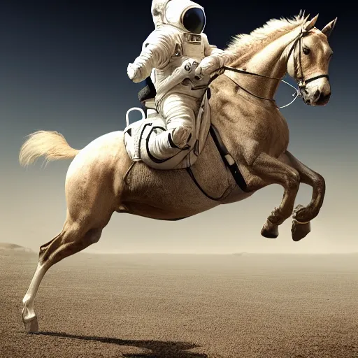 Prompt: an astronaut riding a horse in photorealistic style, 8 k, trending on artstation, highly detailed