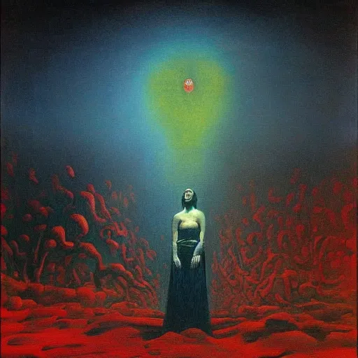 Image similar to Carmen sings beautifully, mesmerizing a crowd and shattering worlds- contest-winning artwork by Salvador Dali, Beksinski and Monet. Stunning lighting