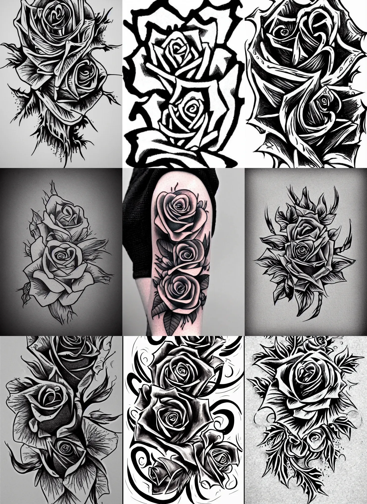 Tattoo Design demonic rose Stencil, Stable Diffusion