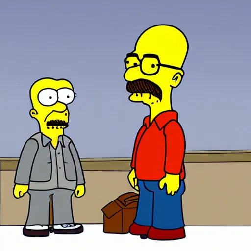 Prompt: walter white from breaking bad as simpson character