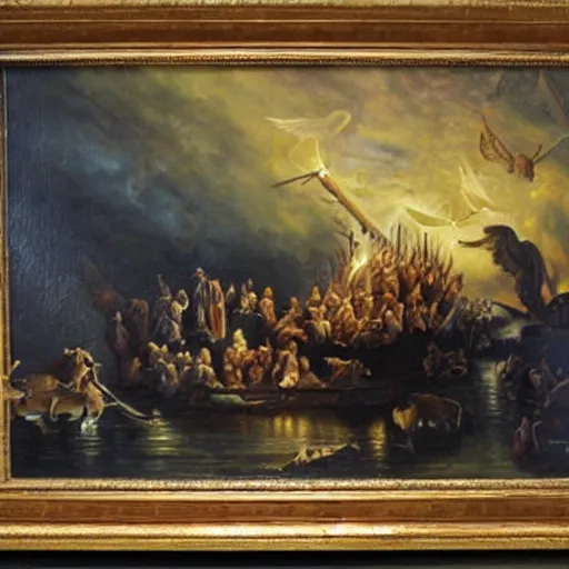 Prompt: noah's ark oil painting