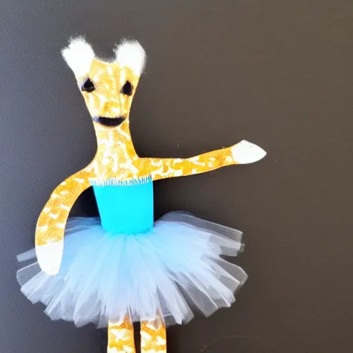 Image similar to a giraffe ballet dancer in a tutu