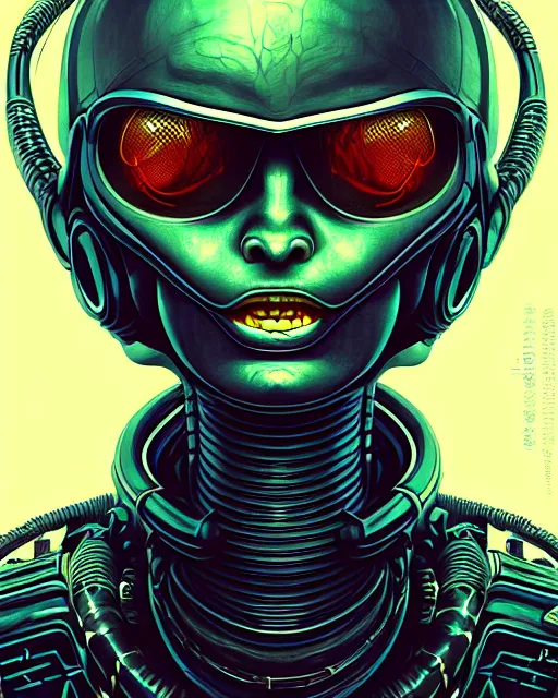 Prompt: an alien, character portrait, portrait, close up, concept art, intricate details, highly detailed, sci - fi poster, cyberpunk art, in the style of looney tunes