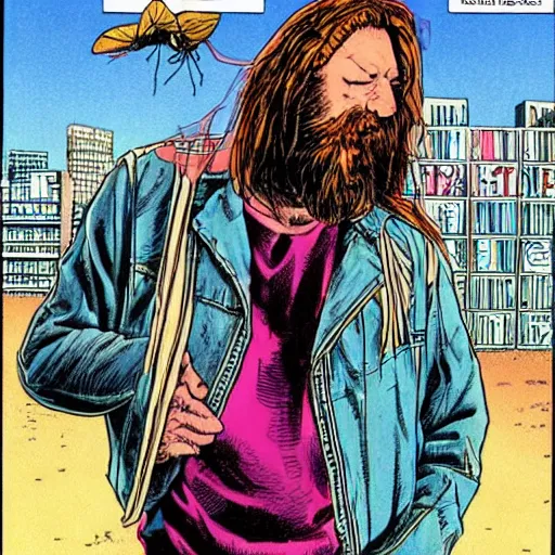 Image similar to ripped physique telekinesis alan moore disguised as a mosquito whilst wearing a denim jacket transmetropolitan neal adams darick robertson dave gibbons staedtler