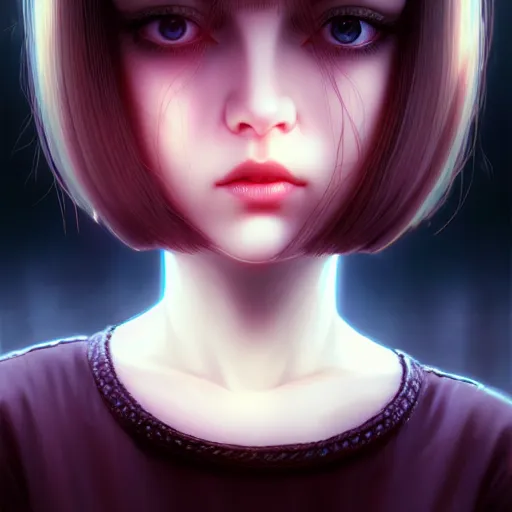 Prompt: film still cute morbid girl short silky hair velvet film occlusion shadow specular reflection rim light unreal engine artstation pinterest art by reivaille range murata and ilya kuvshinov intricate highly detailed 8 k art deco illustration realistic highdef ornate baroque roccoco extremely beautiful shape of face neck shoulders eyes glass