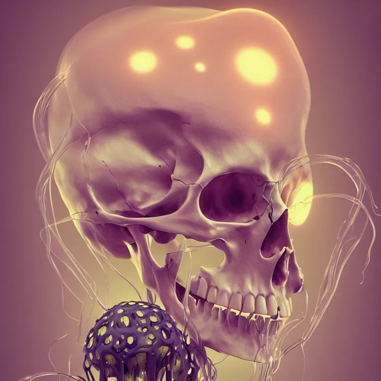 Prompt: portrait of skull and orchids, bio luminescent jellyfish, intricate artwork by Tooth Wu and wlop and beeple. octane render, trending on artstation, greg rutkowski very coherent symmetrical artwork. cinematic, hyper realism, high detail, octane render, 8k