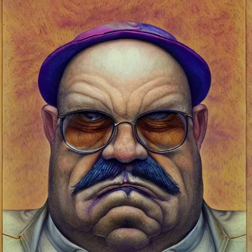 Image similar to Portrait of Wario, artwork by Daniel Merriam,