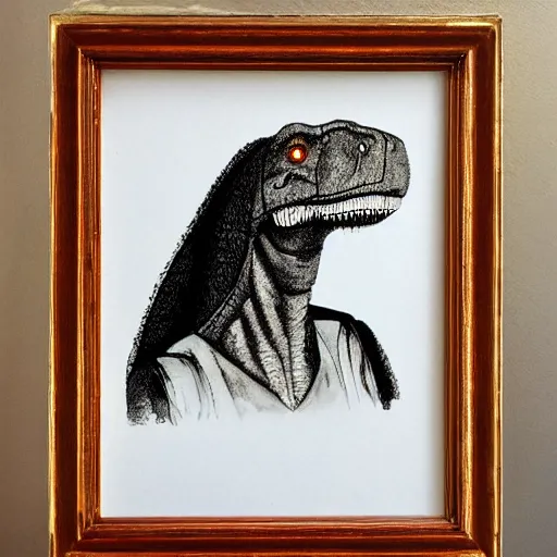 Image similar to old vintagge, t - rex, formal portrait