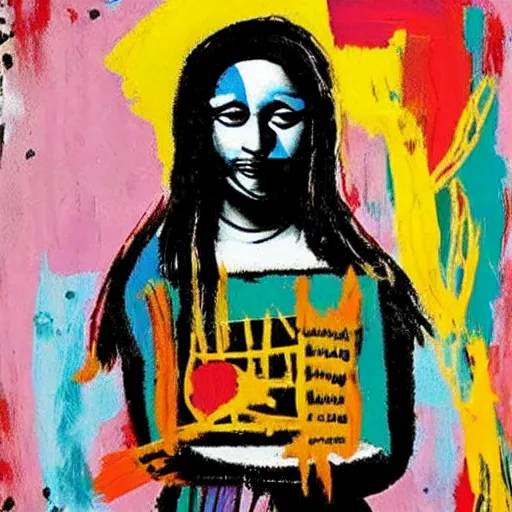 Prompt: monalisa in the style of jean-Michel Basquiat!!!!!!!!!!