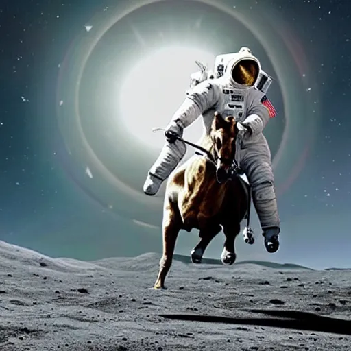 Image similar to photo of an astronaut riding a horse on the moon