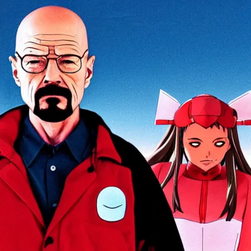 Image similar to Walter white is cosplaying asuka from evangelion