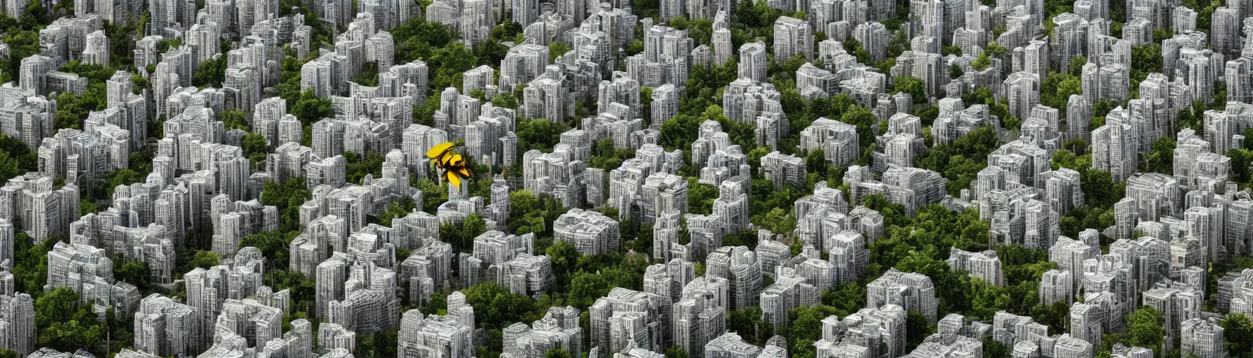 Image similar to a colony of insect civilizations buildings resembling bee