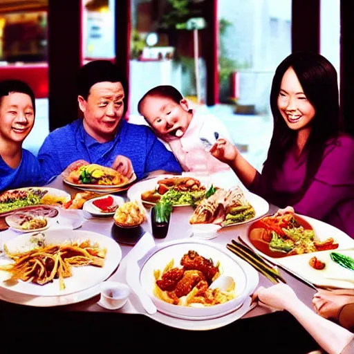 Prompt: “family dinner at a chinese restaurant, hyper realistic, high definition, award winning, 8k, photo”