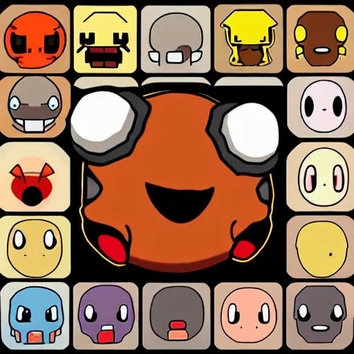 Prompt: binding of isaac pokemno game icon