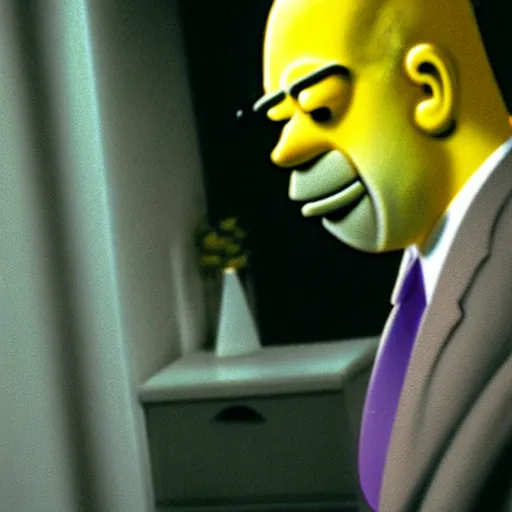 Image similar to photo, sad homer simpson in an episode of the sopranos, 4 k, high detail, professional photography