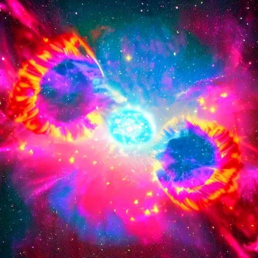 Prompt: vaporwave nebula explosion, two suns!!