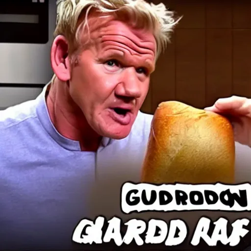 Prompt: gordon ramsay yelling at a loaf of bread