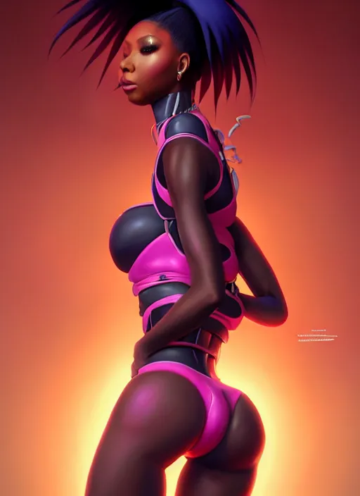 Image similar to nicki minaj, evangelion, au naturel, hyper detailed, digital art, trending in artstation, cinematic lighting, studio quality, smooth render, unreal engine 5 rendered, octane rendered, art style by klimt and nixeu and ian sprigger and wlop and krenz cushart