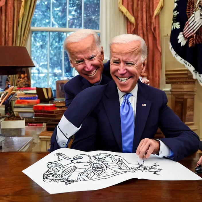 Image similar to joe biden having fun with a coloring book