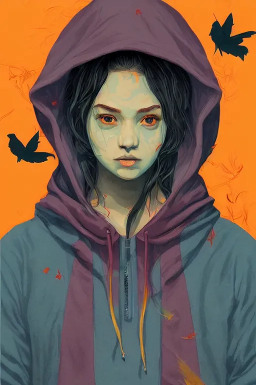 Image similar to portrait of a witch fire with hoodie by Sachin Teng and wlop