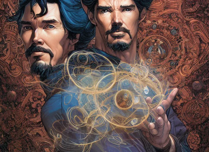 Prompt: a highly detailed [ avatar ] portrait of stephen strange, james gurney, james jean