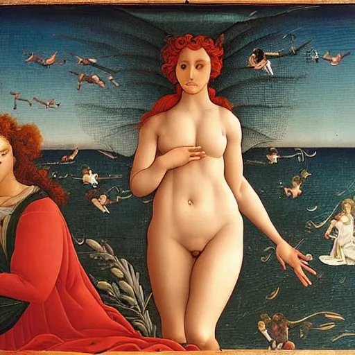 Prompt: a frame from a live action movie by birth of venus by boticelli